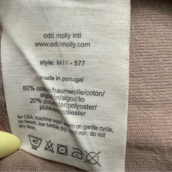 Odd Molly Velvet Empire Waist Dress SZ 1 = Small Beige Pink Tones Festival GUC - Picture 7 of 12